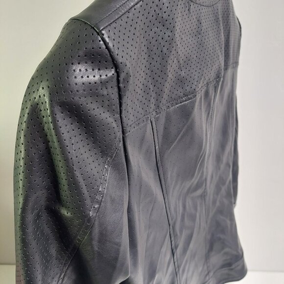 Lane Bryant Motto Jacket Perforated Black 14/16 Biker Asymmetrical Faux Leather - Picture 3 of 9